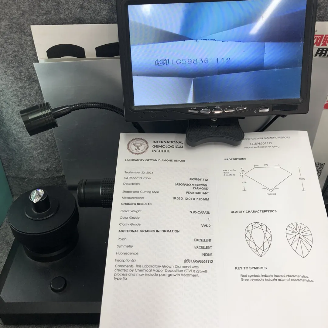 Lab-grown diamond report and stone inspection