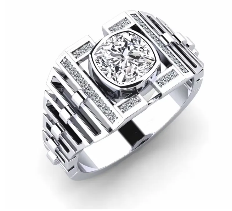 Geometric Lab-Grown Diamond Men's Ring Manufacturing
